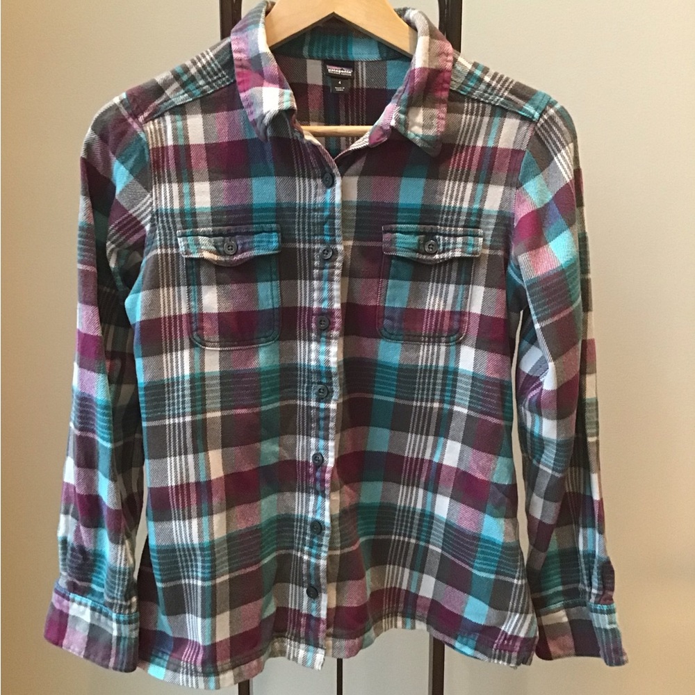 Patagonia Fjord Flannel‎ Button Down Shirt Organic Cotton Mid Weight Thi…